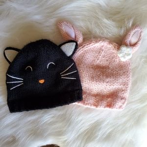 Baby bunny & cat hats